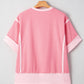 Two Tones Patchwork Half Sleeve Plus Size T Shirt