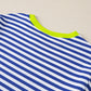 Striped Contrast Ribbed Trim Crossed Stitch Drop Shoulder Sweatshirt