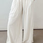 Solid Drop Waist Pleated Wide Leg Casual Pants