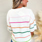 Striped Half Sleeve Drop Shoulder Sweater