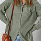 Thermal Ribbed Texture Drop Shoulder Button Up Shacket