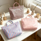 Custom Embroidered Waterproof Striped Tote Bag