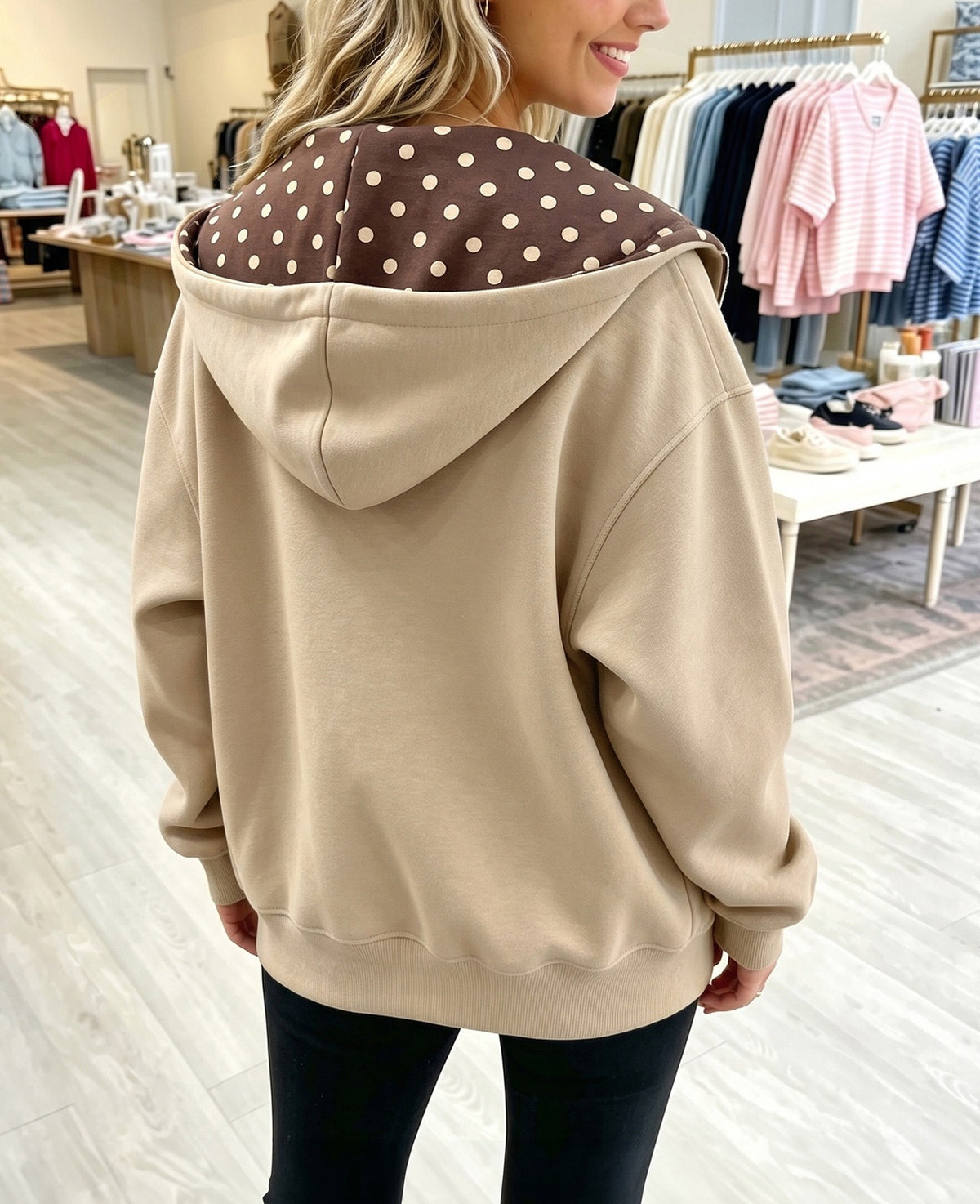 The Olivia Polka Dot Zip-Up