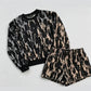 Trendy Camo Print Pullover & Shorts Set