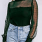Sheer Dotty Long Sleeve Ribbed Velvet Bodysuit
