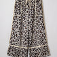 Patched Pocket Plus Size Drawstring Leopard Wide Leg Pants