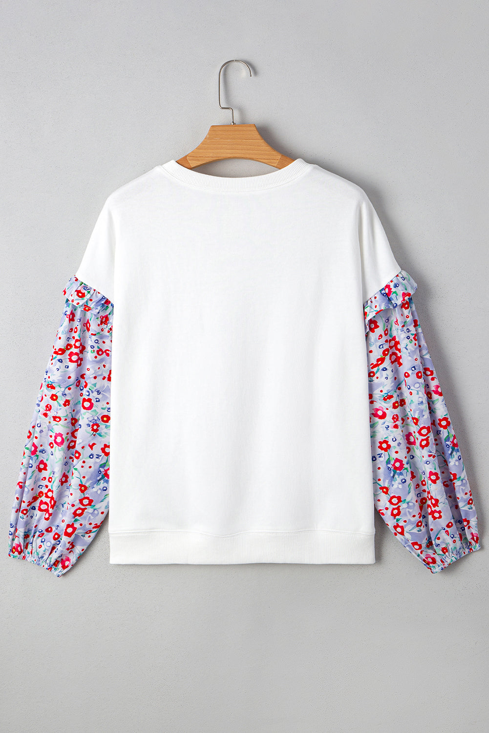 Floral Ruffled Balloon Sleeve Patchwork Loose Blouse