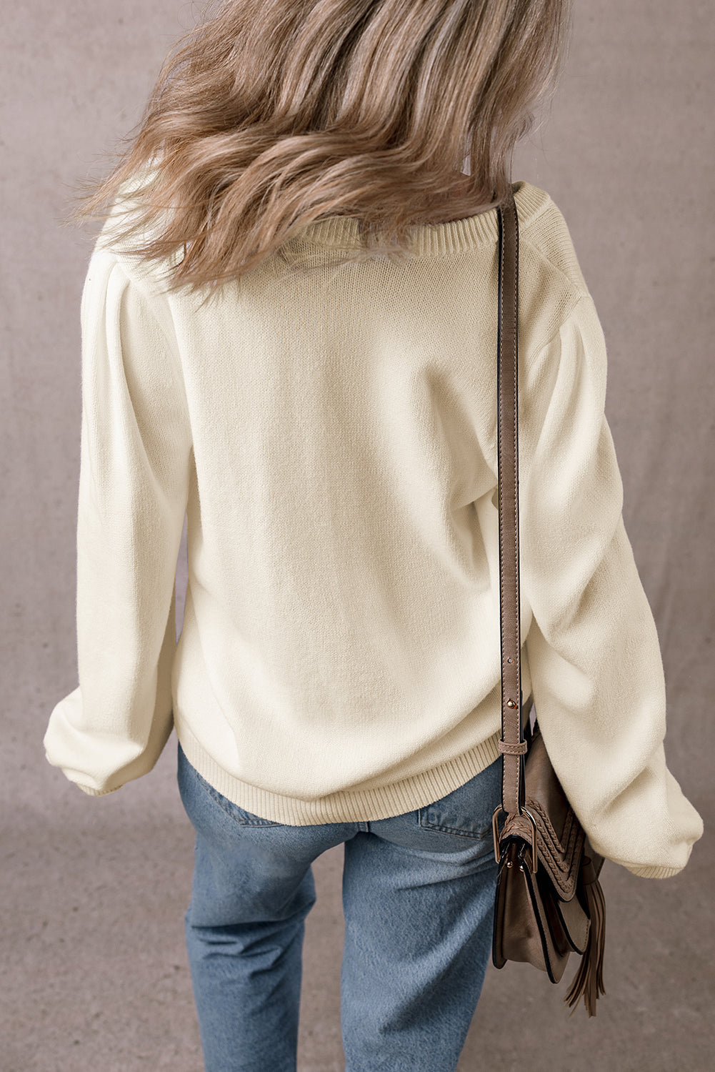 Pleated Hollow Button Sweater Coat