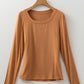 Solid Color Long Sleeve Fitted Top