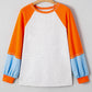 Color Block Raglan Sleeve Contrast Stitching Loose Fit Top