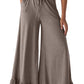 Ruffled Wide Leg Pull On High Waist Pants with Pockets