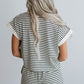 Stripe Contrast Edge Tee and Shorts Set