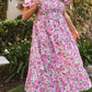 Dainty Floral Smocked Puff Sleeve Flowy Long Dress
