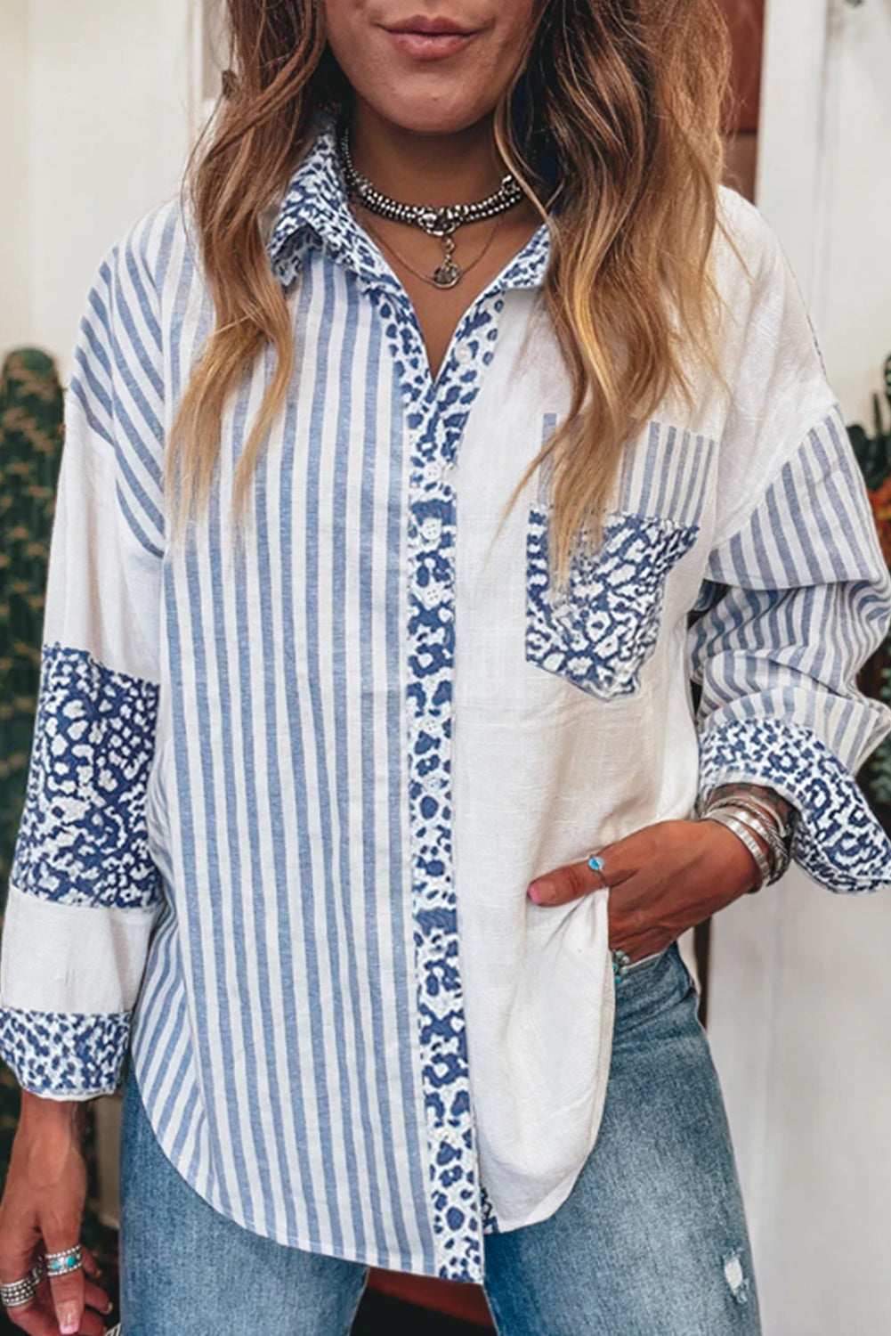Leopard Striped Western Casual Shirt