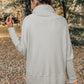 Drawstring Cowl Neck Oversize Top with Side Slits
