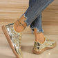 Glitter Lace Up Sequin Round Toe Flat Shoes