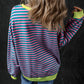 Oversized Contrast Trim Pullover Sweatshirt