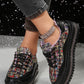 Shiny Sequin Slip On Thick Sole Flat Shoes
