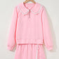 Peter Pan Lace Embellished Neck Collision Sweatshirt and Skirt Two Piece Set