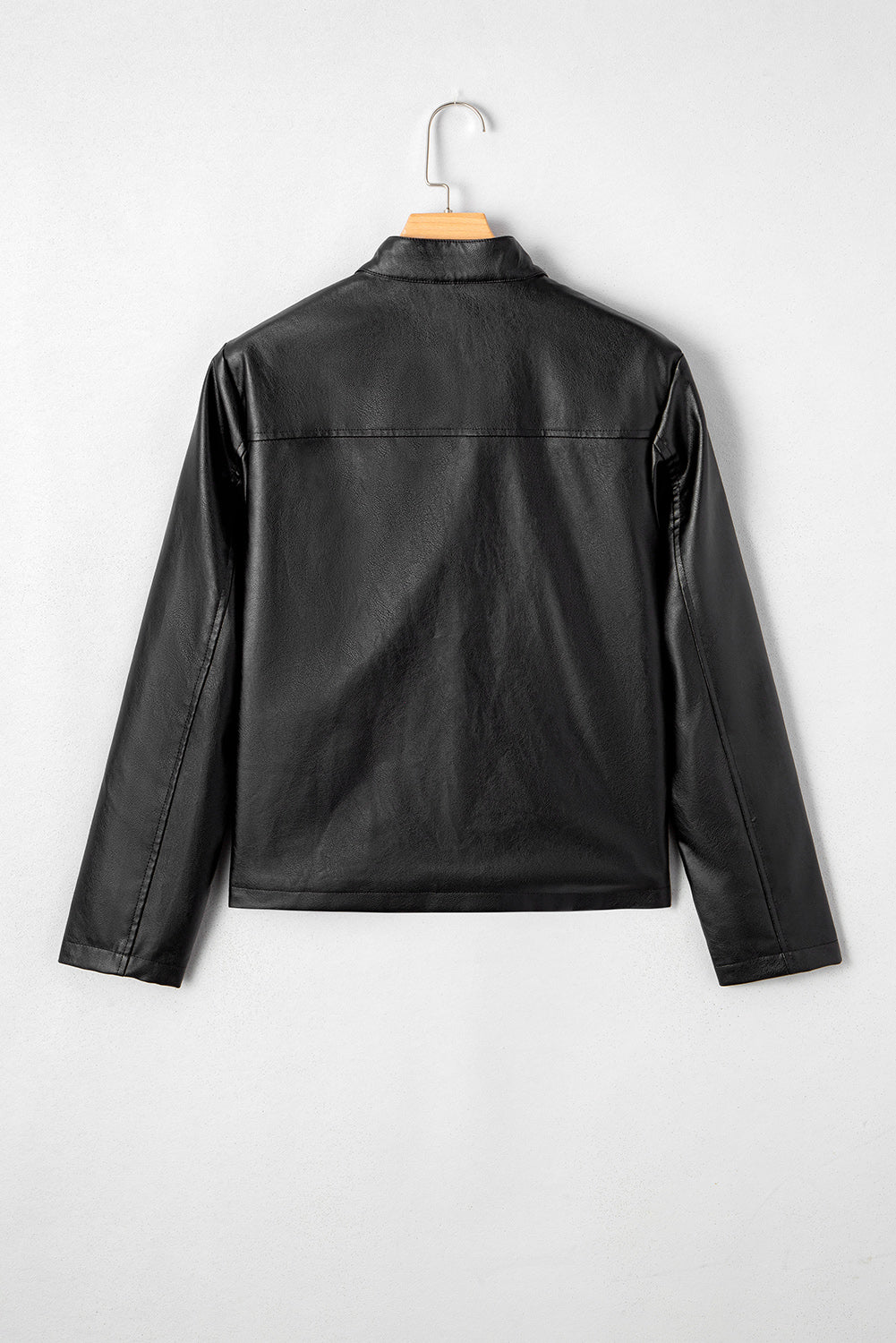Faux Leather Buttoned Front Boxy Jacket
