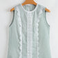Stripe Lace Patchwork Crew Neck Tank Top