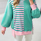 Mix Pattern Color Block Patchwork Side Slit Baggy Sweatshirt