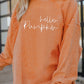 Hello pumpkin Letter Embroidered 3D Ribbed Texture Baggy Sweatshirt