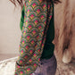 Floral Patchwork Shirred Cuff Puff Sleeve Sweater