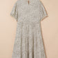 Plus Size Leopard Print Frill Trim Short Sleeve Flared Dress