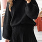 Sleeve Sweater Pleated Mini Skirt 2pcs Knitted Outfit