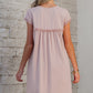 Frilled Trim Crew Neck Loose Fit Mini Dress