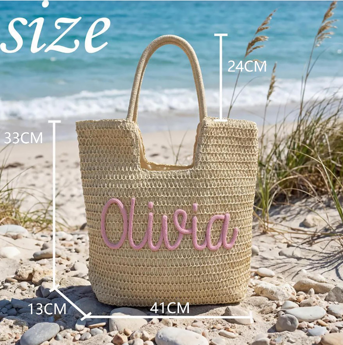 Personalized Straw Beach Bag