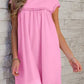 Frilled Trim Crew Neck Loose Fit Mini Dress