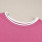 Contrast Trim Half Sleeve Top Drawstring Pants Loose 2pcs Sweater Suit