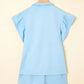 Striped Detail Flutter Sleeve Zipped Collar Short Set