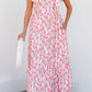 Floral Print Square Neck Ruffled Strap Maxi Dress