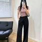 Stretch Woven High Waisted Pleated Paperbag Wide Leg Trousers