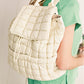 Solid Flapped Quilted Puffer Backpack