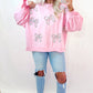 (Pre order/10.10)Bow Decor Loose Sleeve Sweatshirt