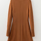Ribbed Detail Solid Color Mini Sweater Dress
