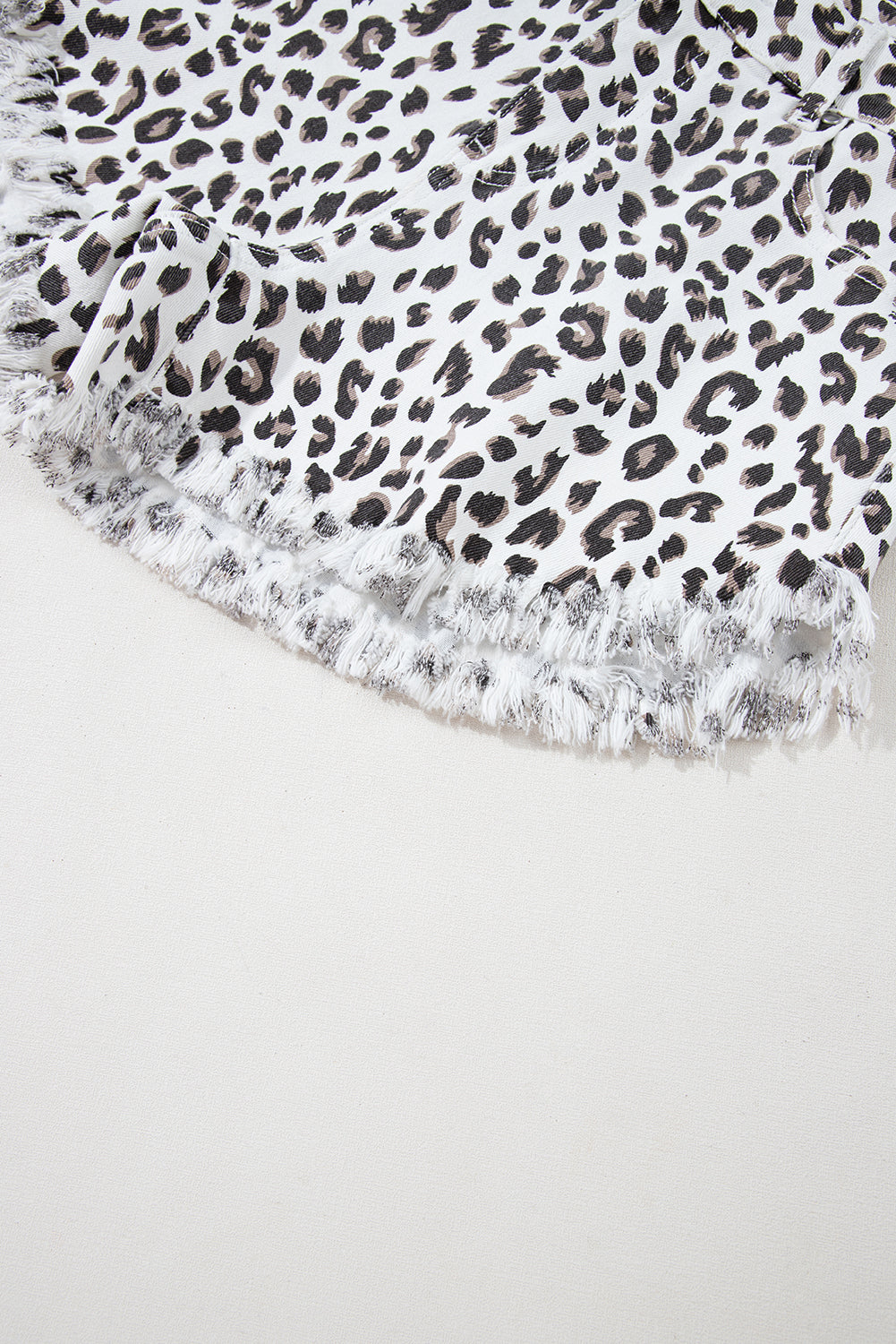 Leopard Frayed Hem Denim Shorts