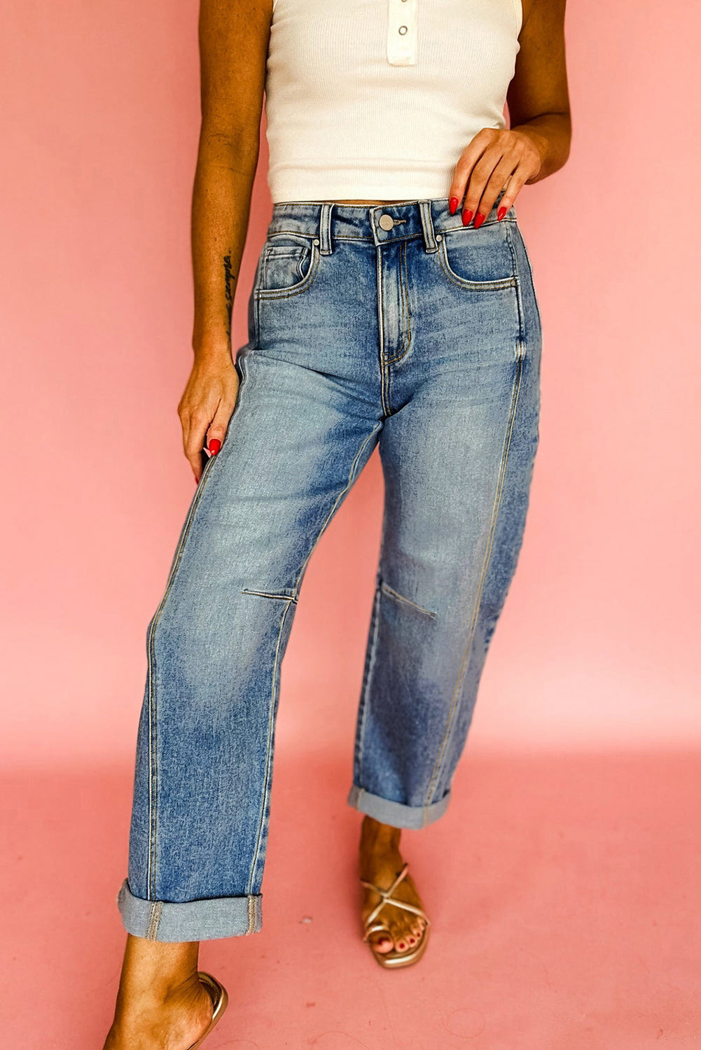 Vintage Washed Seam Detail Shift Jeans