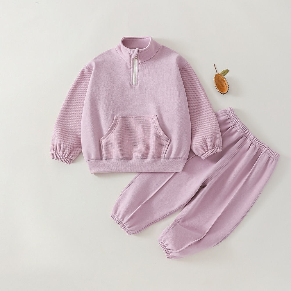 Children's Cozy Half-Zip Fleece Loungewear Set