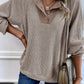 Comfort Button Collar Ribbed Top