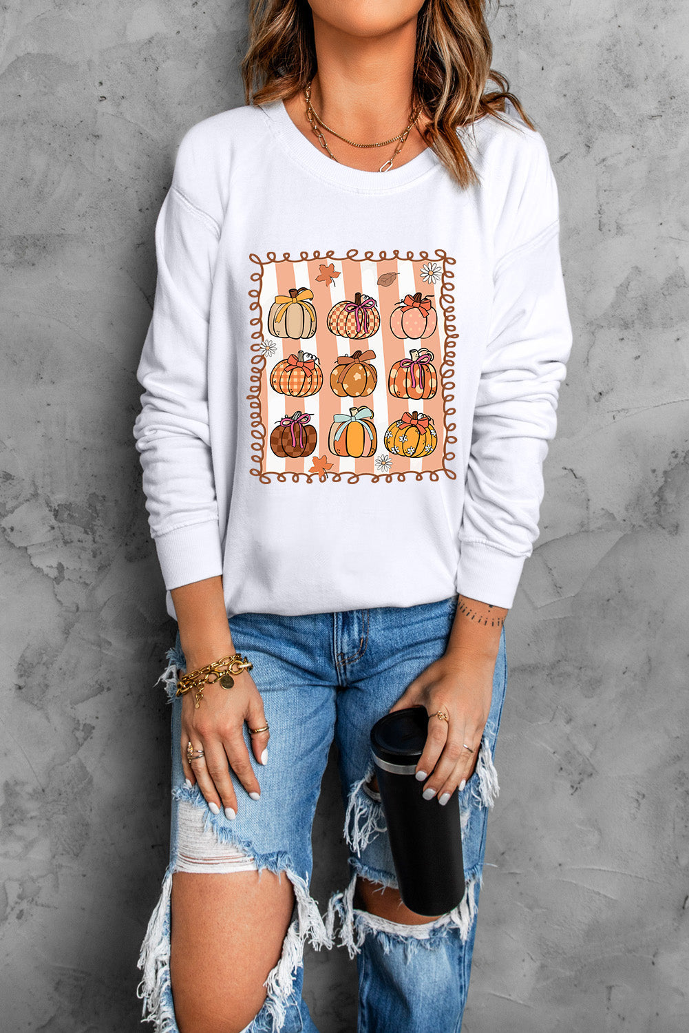 Fall Bow Pumpkin PNG Sublimation Graphic Sweatshirt