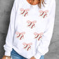 Sequin Bow Baseball Patched Casual Sweatshirt