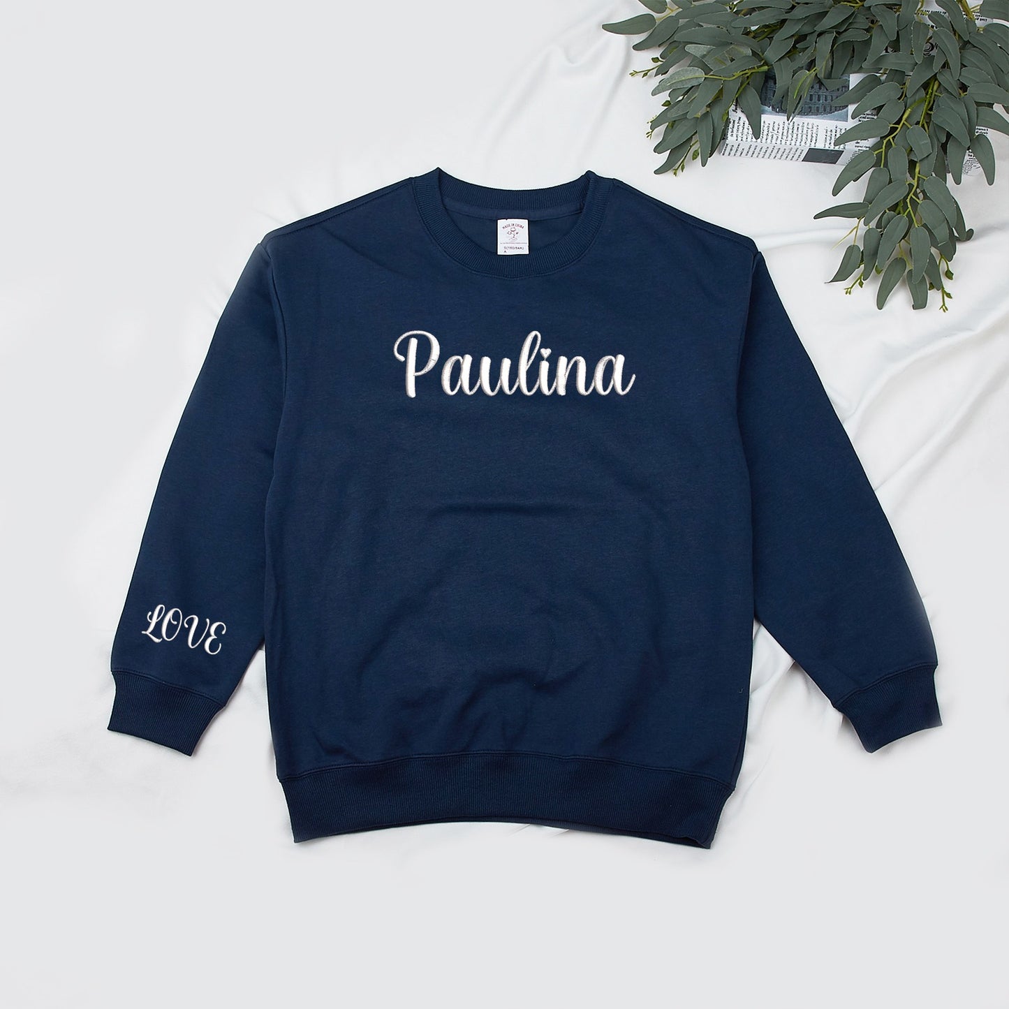 Custom Embroidered Text Crewneck Sweatshirt Round Neck Hoodie