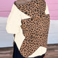 Leopard Star Hooded Patchwork Contrast Piping Open Front Jacket
