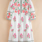 Floral Print Half Button Mandarin Neck 3/4 Sleeve Maxi Dress