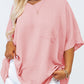 Plus Size Textured Chest Pocket Tee